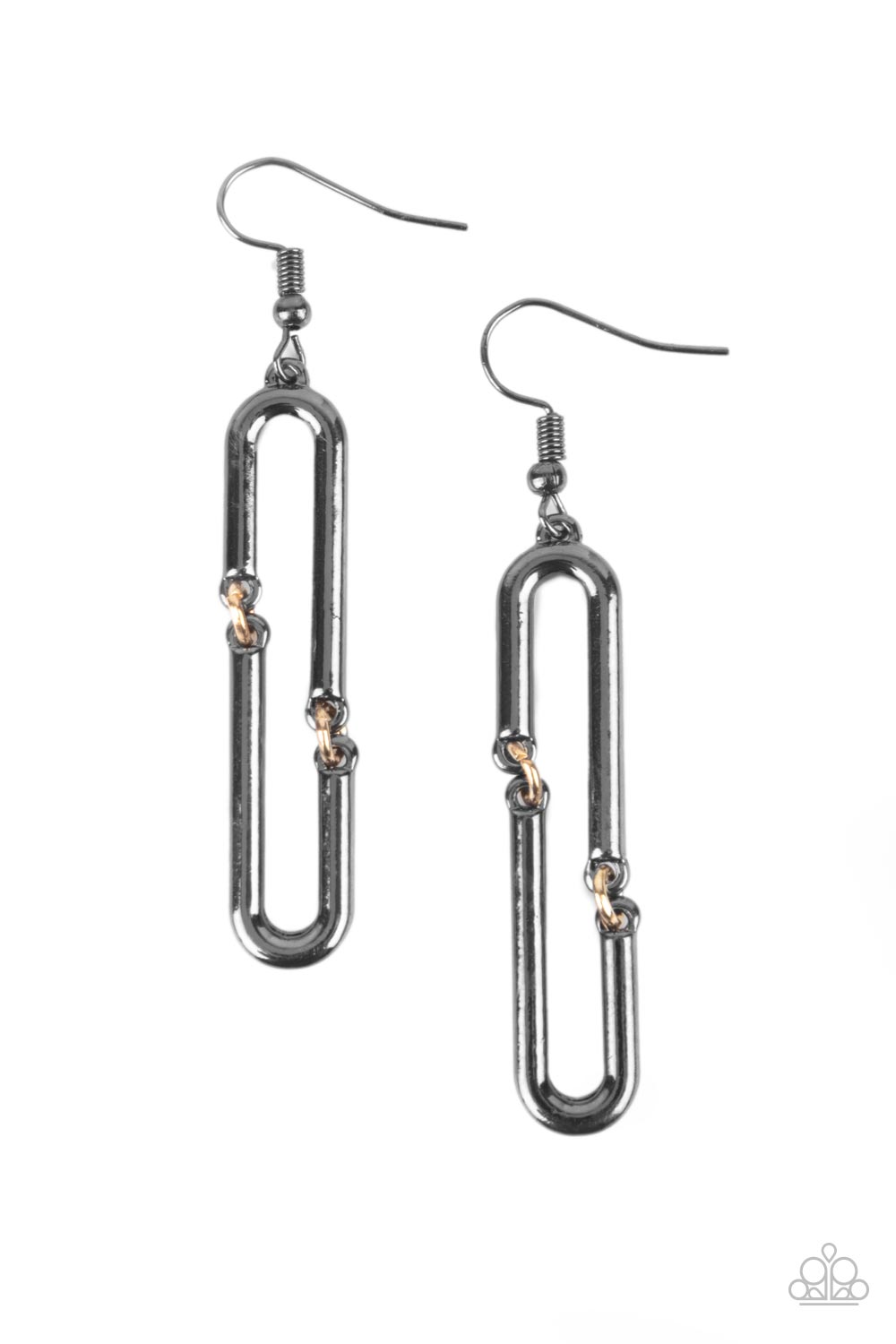 Linked and Synced - Black (Gunmetal/Gold Rings) Earring