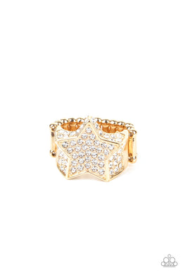 Here Come The Fireworks - Gold (Star Shaped Rhinestone) Ring freeshipping - JewLz4u Gemstone Gallery