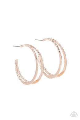 Rustic Curves - Rose Gold Hoop Earring freeshipping - JewLz4u Gemstone Gallery