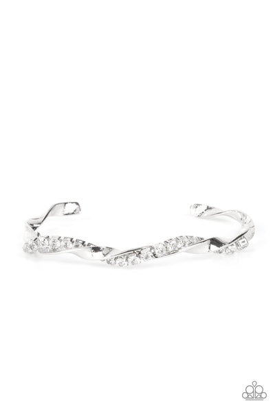 Twisted Twinkle - White (Rhinestone) Silver Bracelet freeshipping - JewLz4u Gemstone Gallery