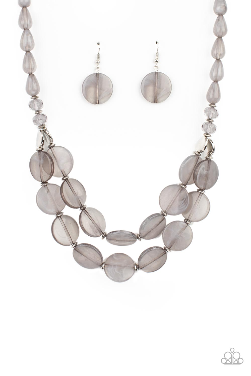 Beach Day Demure - Silver (Smoky) Necklace freeshipping - JewLz4u Gemstone Gallery