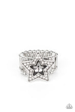 Load image into Gallery viewer, One Nation Under Sparkle - Silver (Smoky Gem) Star Ring
