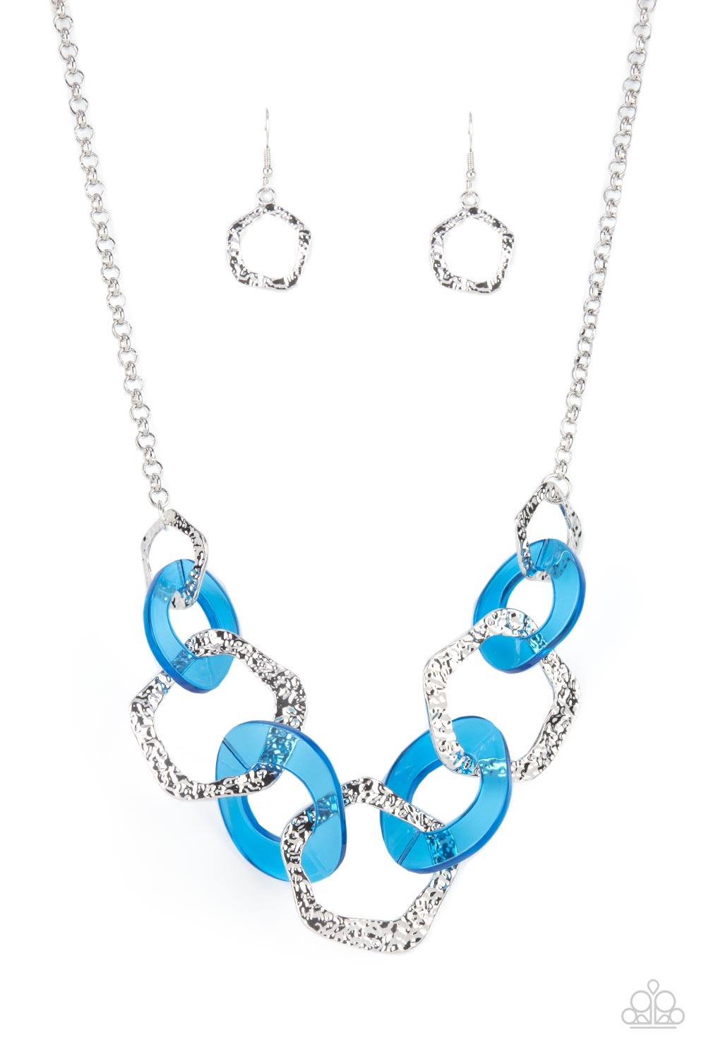 Urban Circus - Blue (Neon Acrylic Rings) Necklace freeshipping - JewLz4u Gemstone Gallery