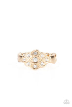 Load image into Gallery viewer, Floral Frou-Frou - Gold (White Rhinestone) Ring
