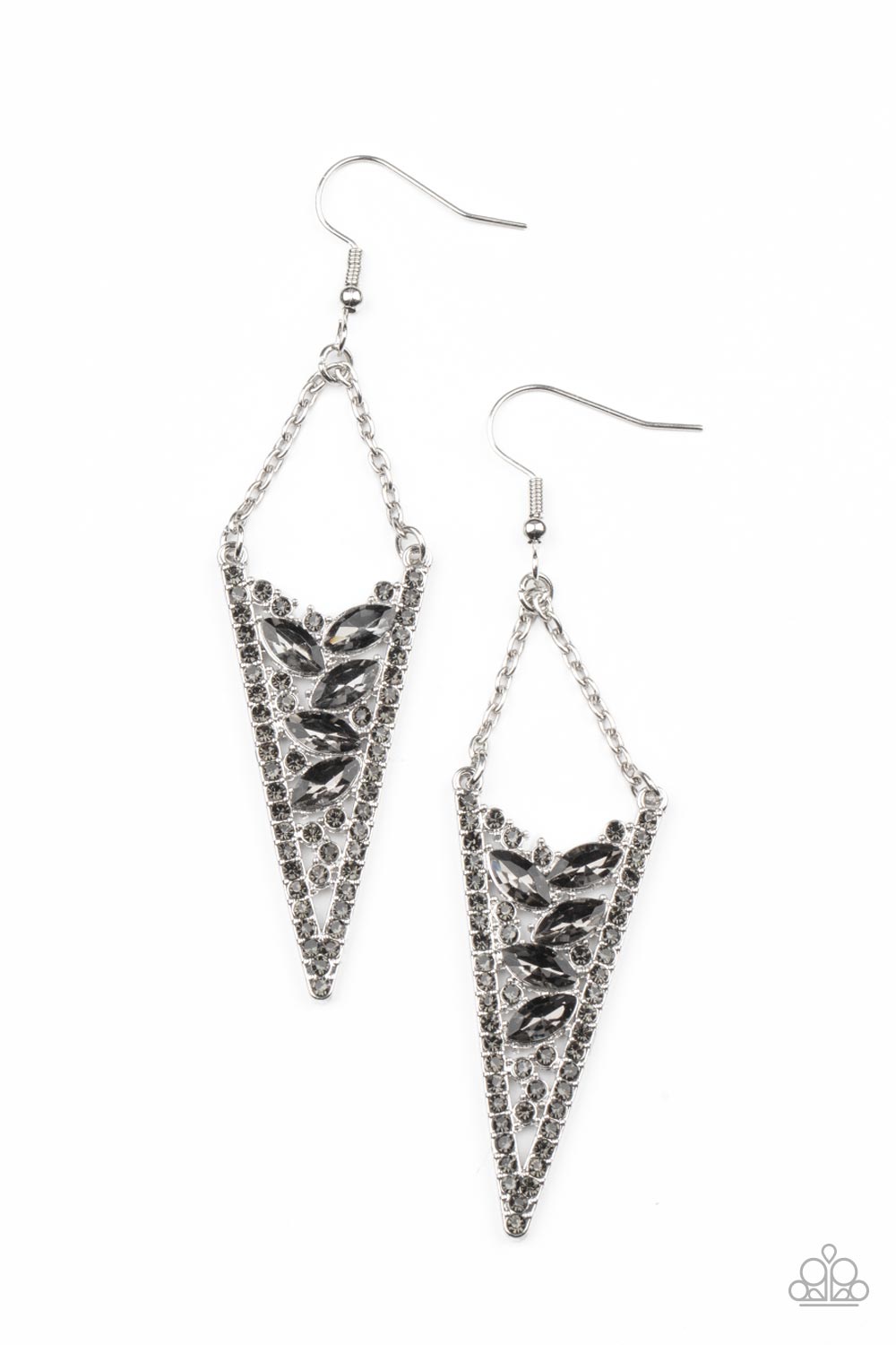 Sharp-Dressed Drama - Silver (Smoky Rhinestone) Earring