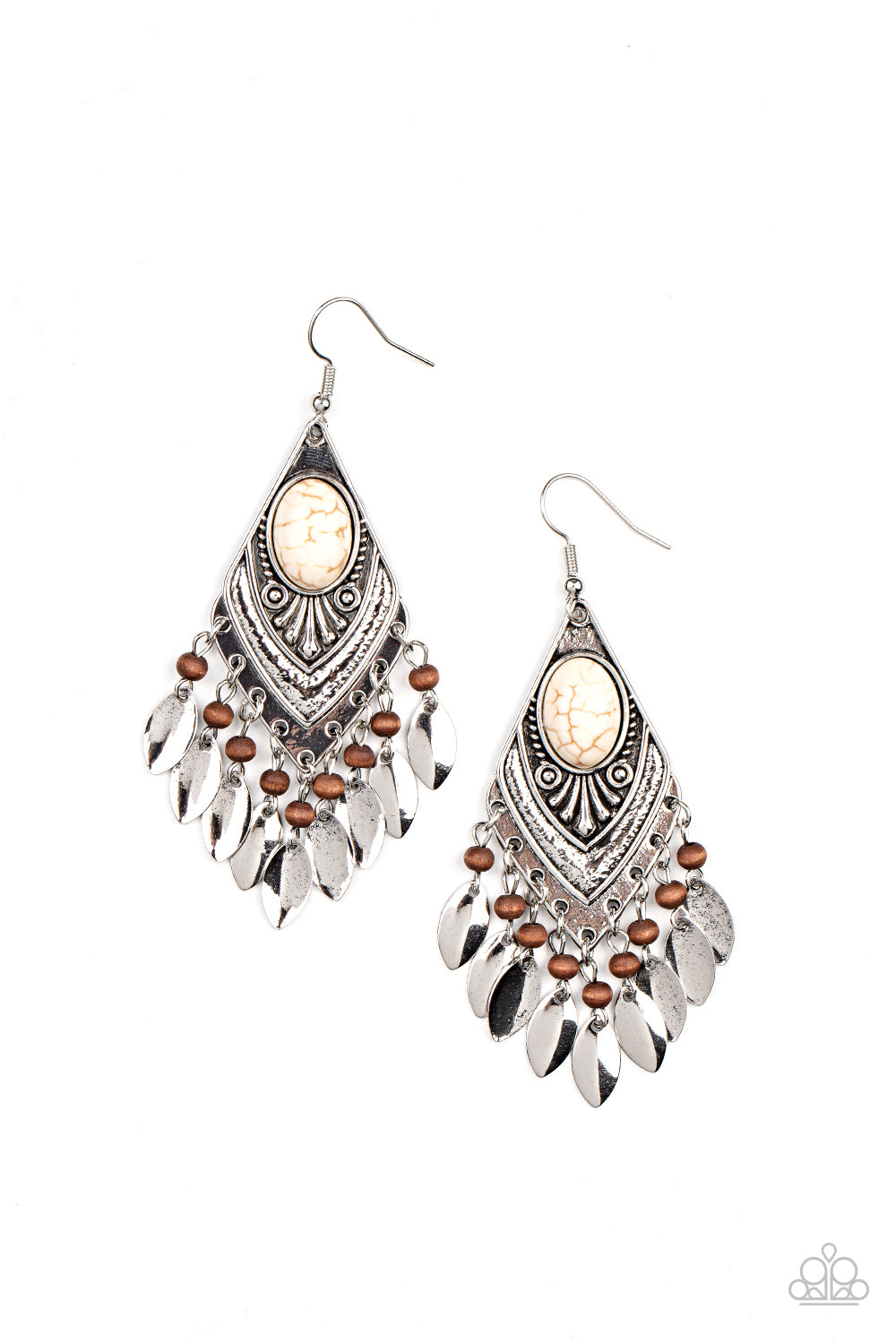 Earthy Etiquette - White (Marbled Stone) Earring