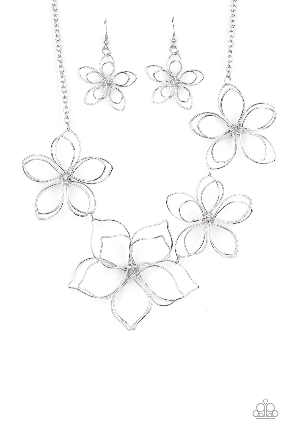 Flower Garden Fashionista - Silver Necklace freeshipping - JewLz4u Gemstone Gallery