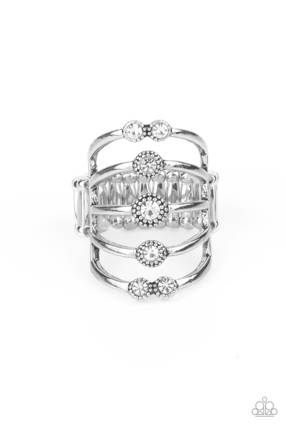 Layer On The Luster - White (Rhinestone) Ring