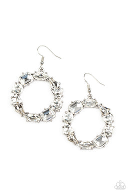 GLOWING in Circles - White (Rhinestone) Earring freeshipping - JewLz4u Gemstone Gallery