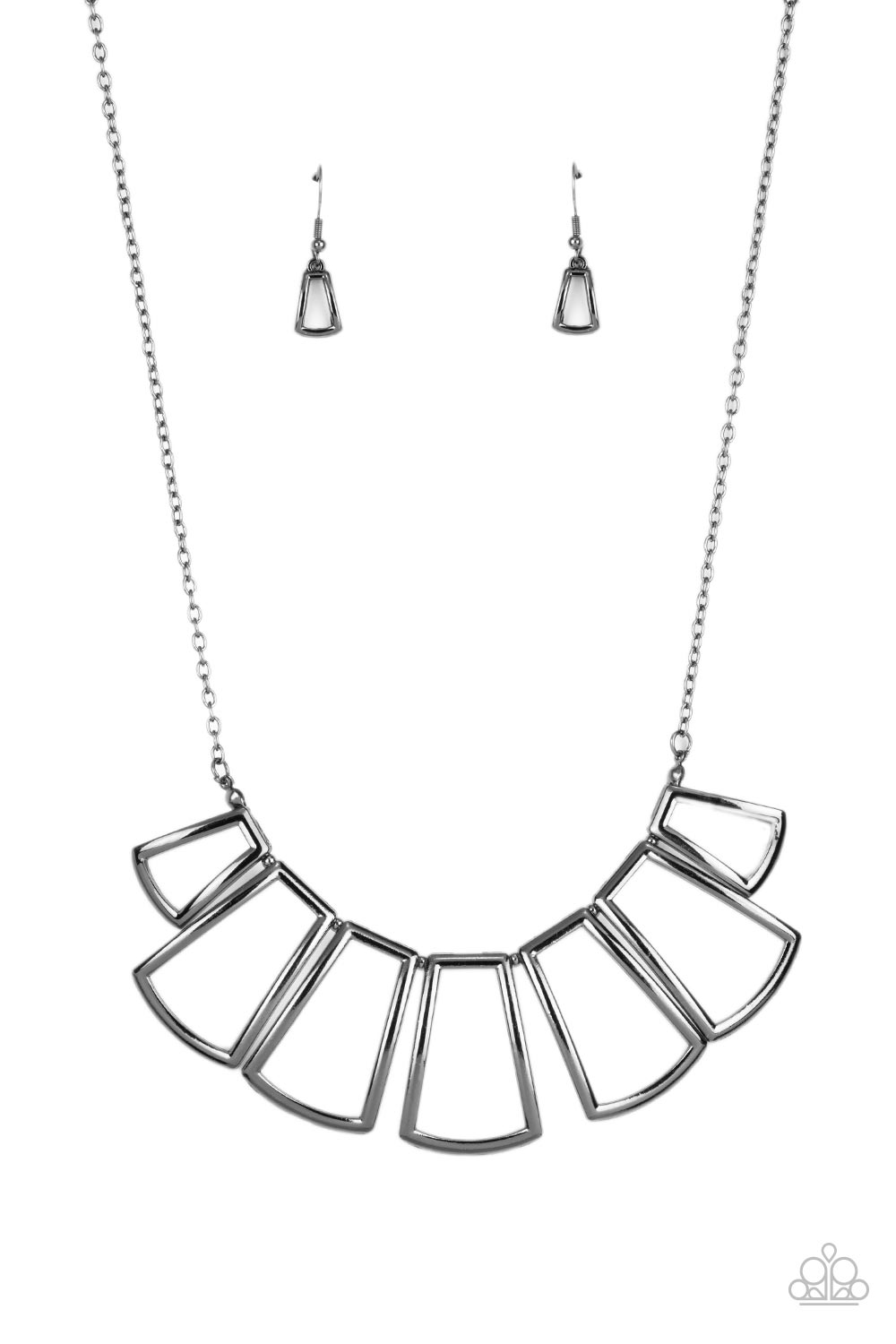 Full-Fledged Framed - Black (Gunmetal) Necklace