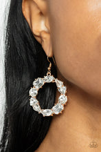 Load image into Gallery viewer, GLOWING in Circles - Gold (White Rhinestone) Earring
