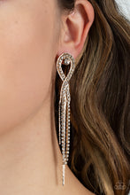 Load image into Gallery viewer, Luxury Lasso - Gold Post (White Rhinestone) Earring
