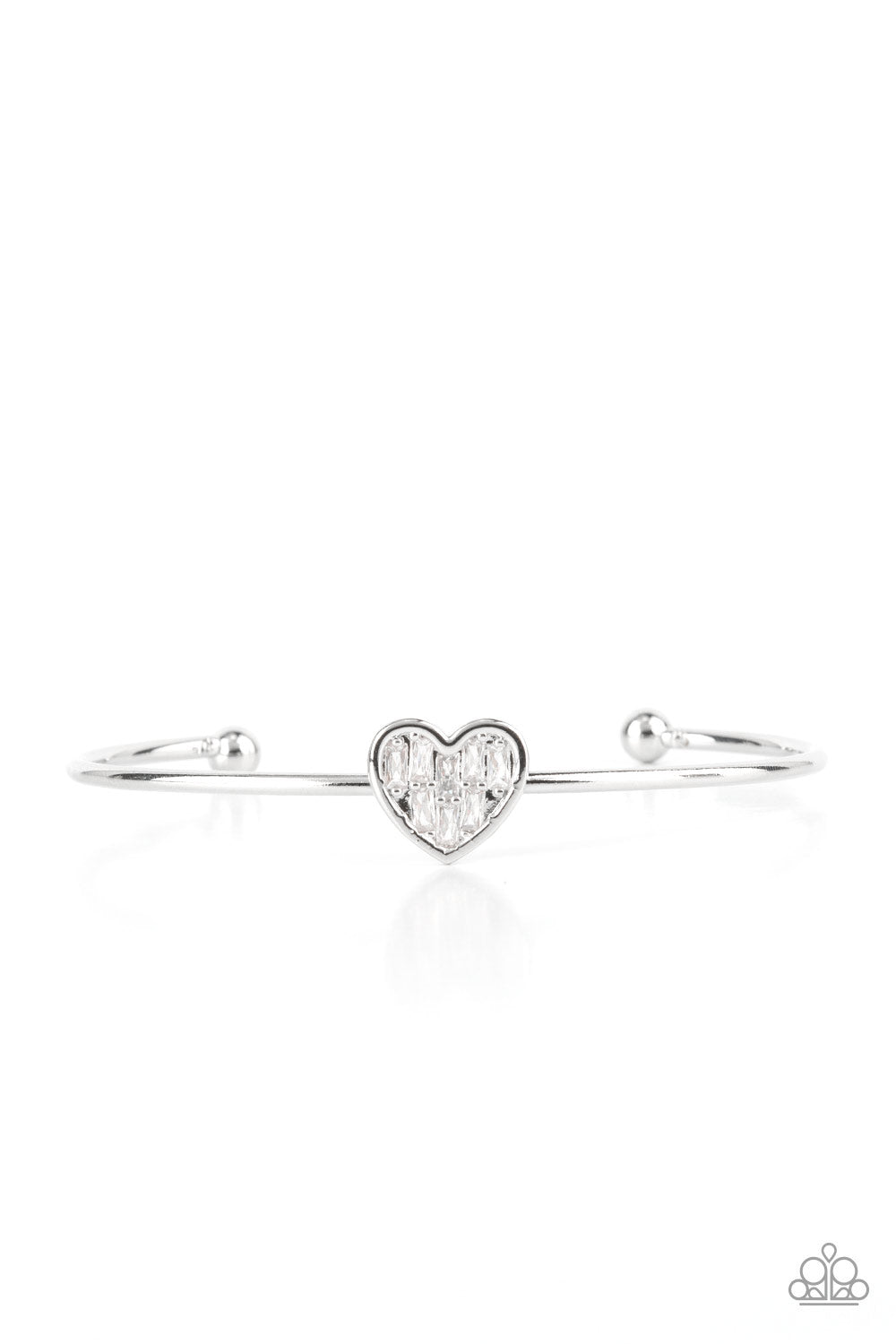 Heart of Ice - White Rhinestone (Silver Heart) Bracelet freeshipping - JewLz4u Gemstone Gallery