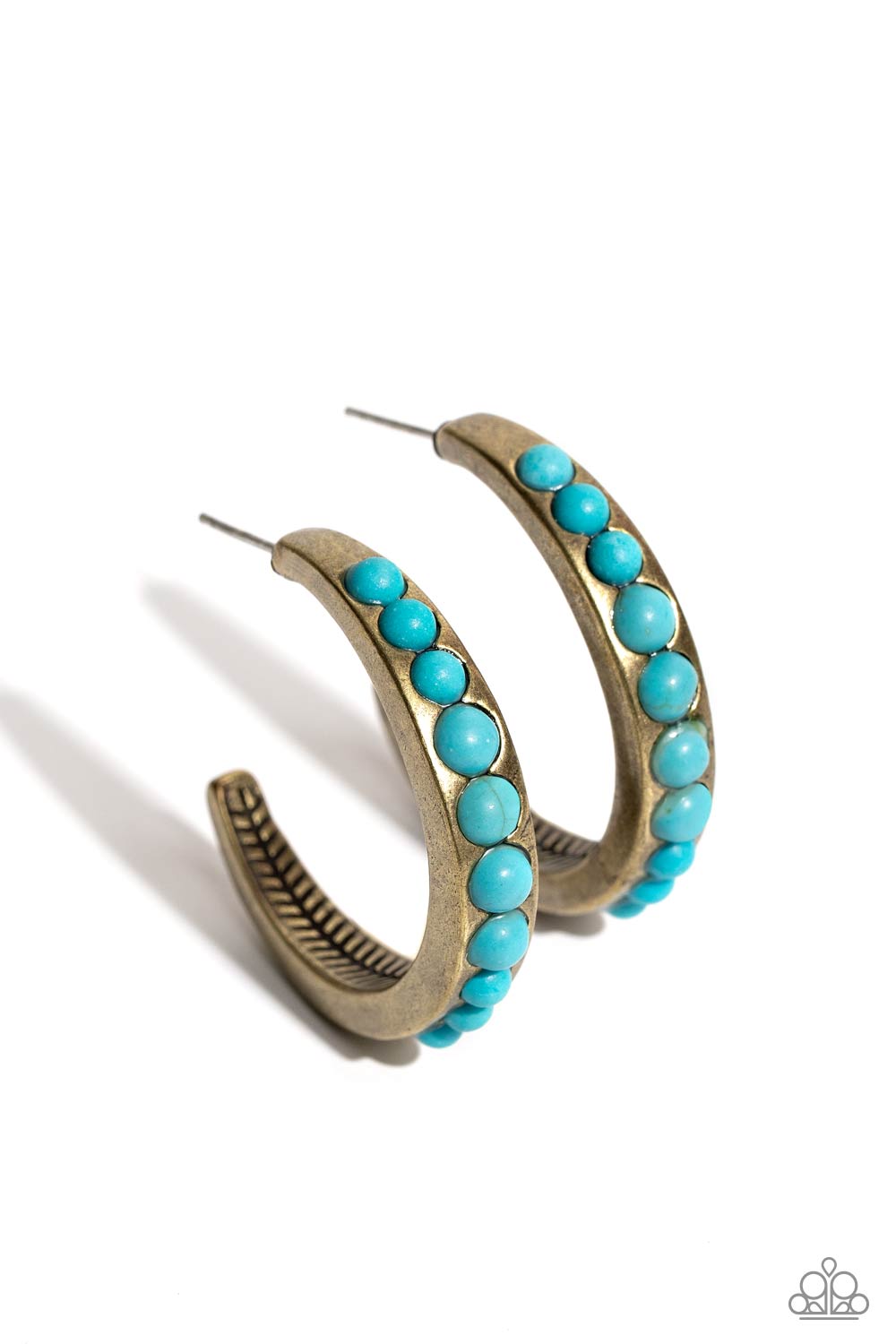 Rural Relaxation - Brass (Turquoise) Hoop Earring
