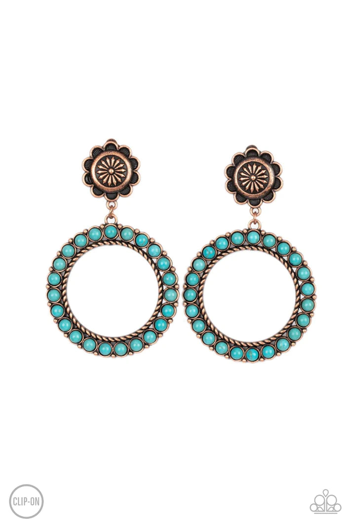 Playfully Prairie - Copper (Turquoise Stone) Clip-On Earring