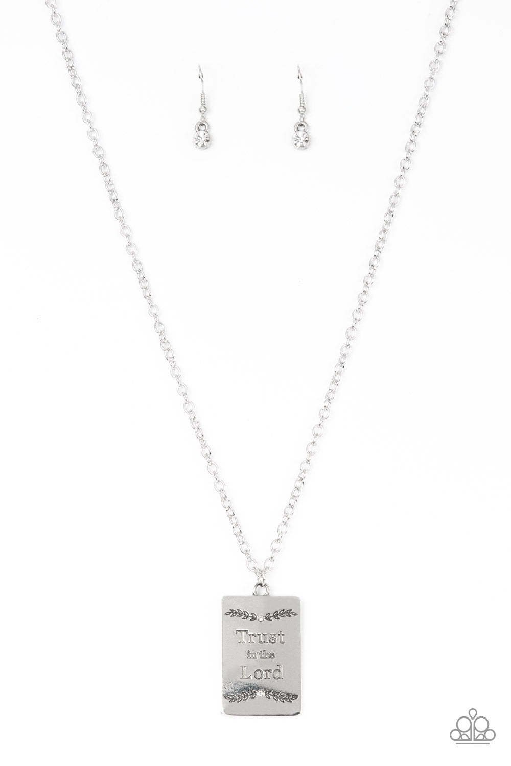 All About Trust - White (Rhinestone in Center ) Necklace