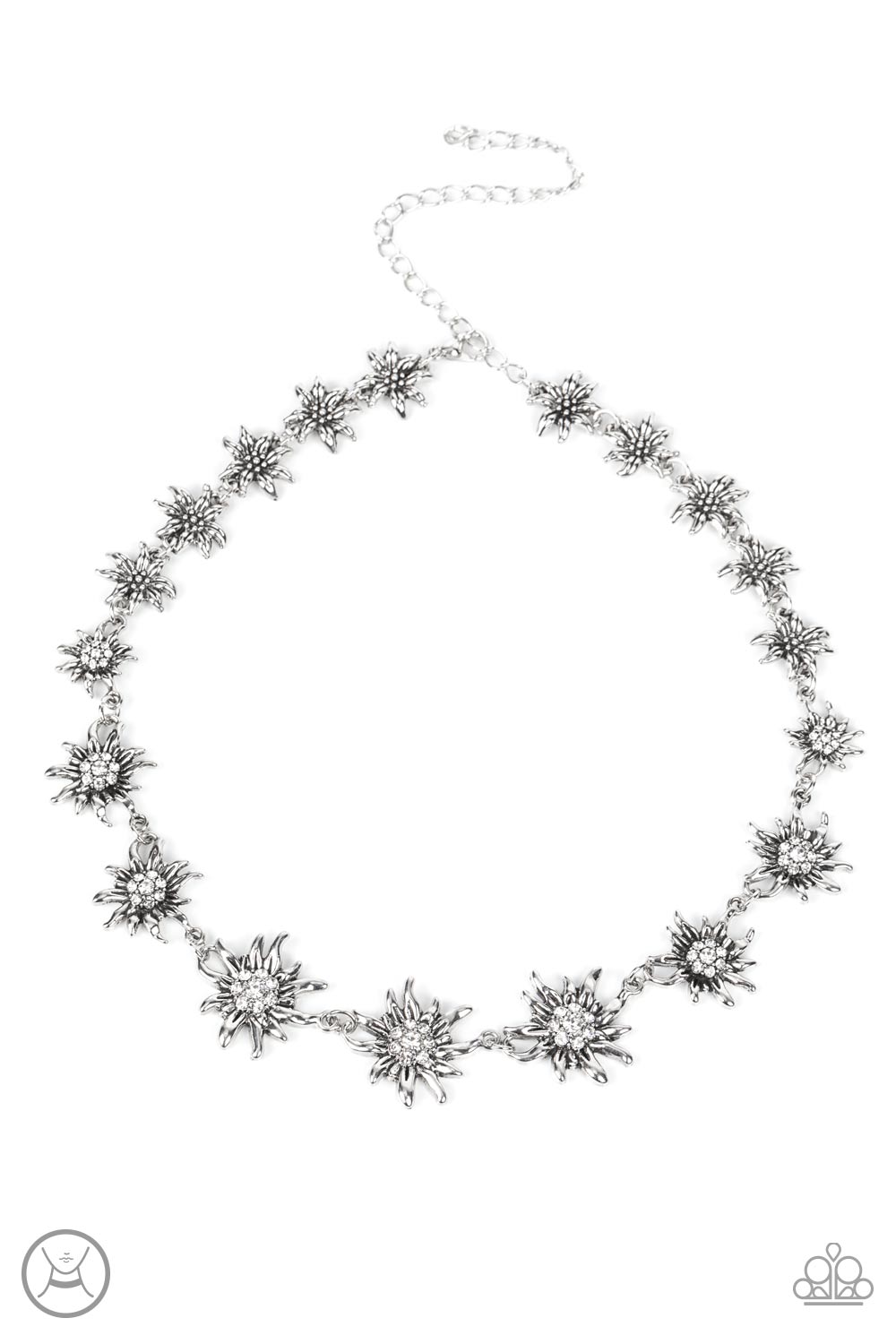 Get Up and GROW - White (Rhinestone Center) Choker Necklace