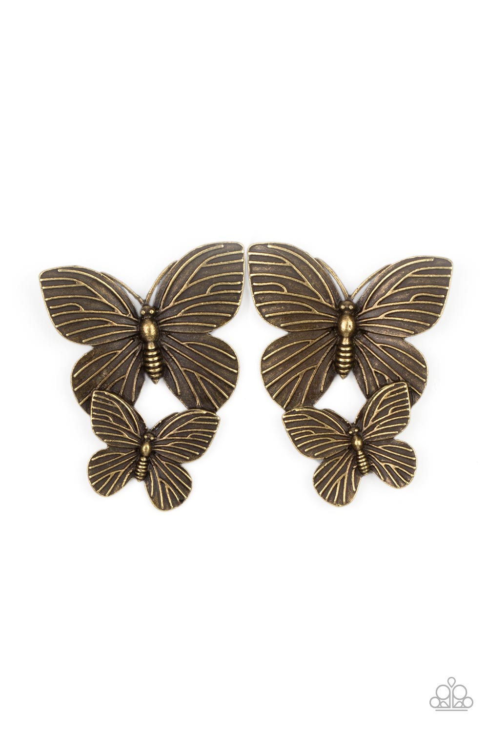 Blushing Butterflies - Brass Post Earring