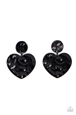 Just a Little Crush - Black (Heart) Earring freeshipping - JewLz4u Gemstone Gallery