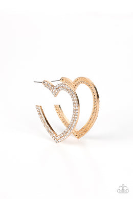 AMORE to Love - Gold (Heart White Rhinestone) Earring freeshipping - JewLz4u Gemstone Gallery