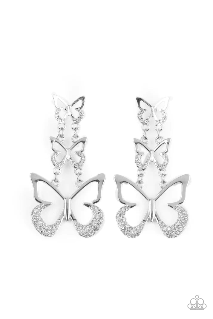 Flamboyant Flutter - White Post Earring