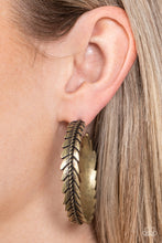 Load image into Gallery viewer, Flew The Nest - Brass Hoop Earring
