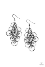 Load image into Gallery viewer, Head Rush - Black (Gunmetal) / White Rhinestone Earring
