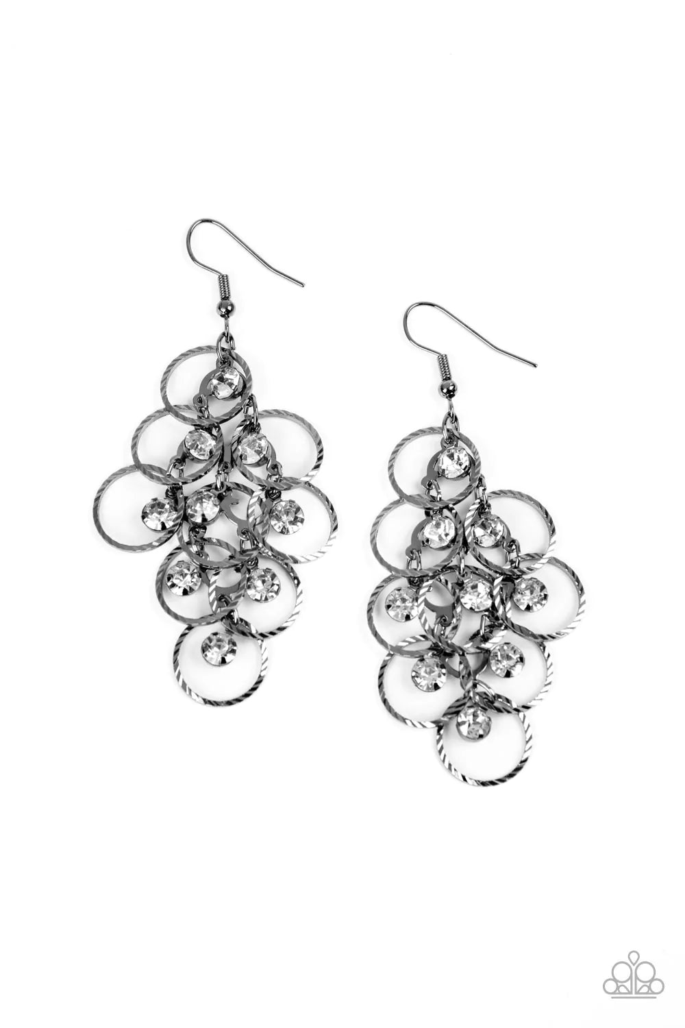 Head Rush - Black (Gunmetal) / White Rhinestone Earring