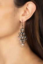 Load image into Gallery viewer, Head Rush - Black (Gunmetal) / White Rhinestone Earring
