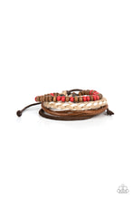 Load image into Gallery viewer, Woodsy Wayfarer - Red (and Brown Wooden Beads) Bracelet
