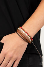 Load image into Gallery viewer, Woodsy Wayfarer - Red (and Brown Wooden Beads) Bracelet
