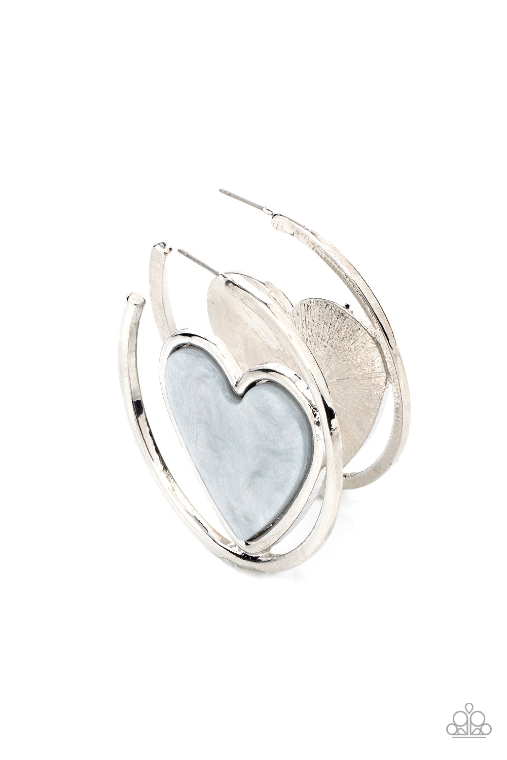 Smitten with You - Silver (Faux Marble Finish Heart) Earring