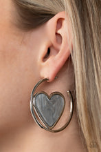 Load image into Gallery viewer, Smitten with You - Silver (Faux Marble Finish Heart) Earring
