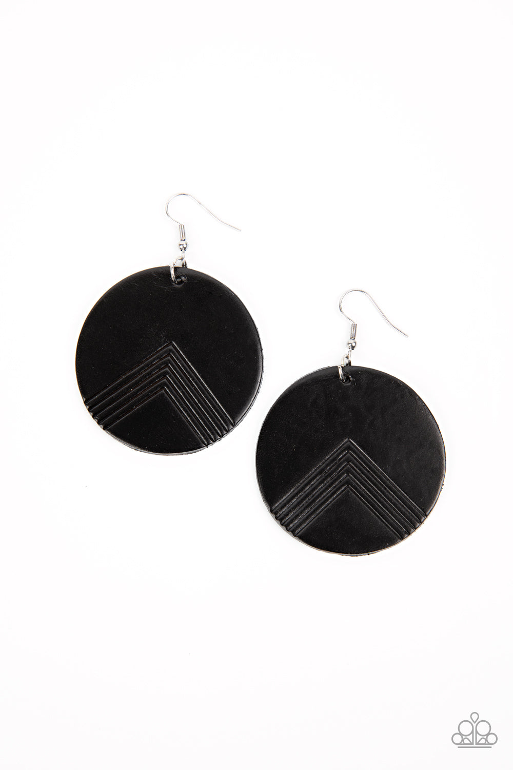 On the Edge of Edgy - Black (Leather Disc) Earring