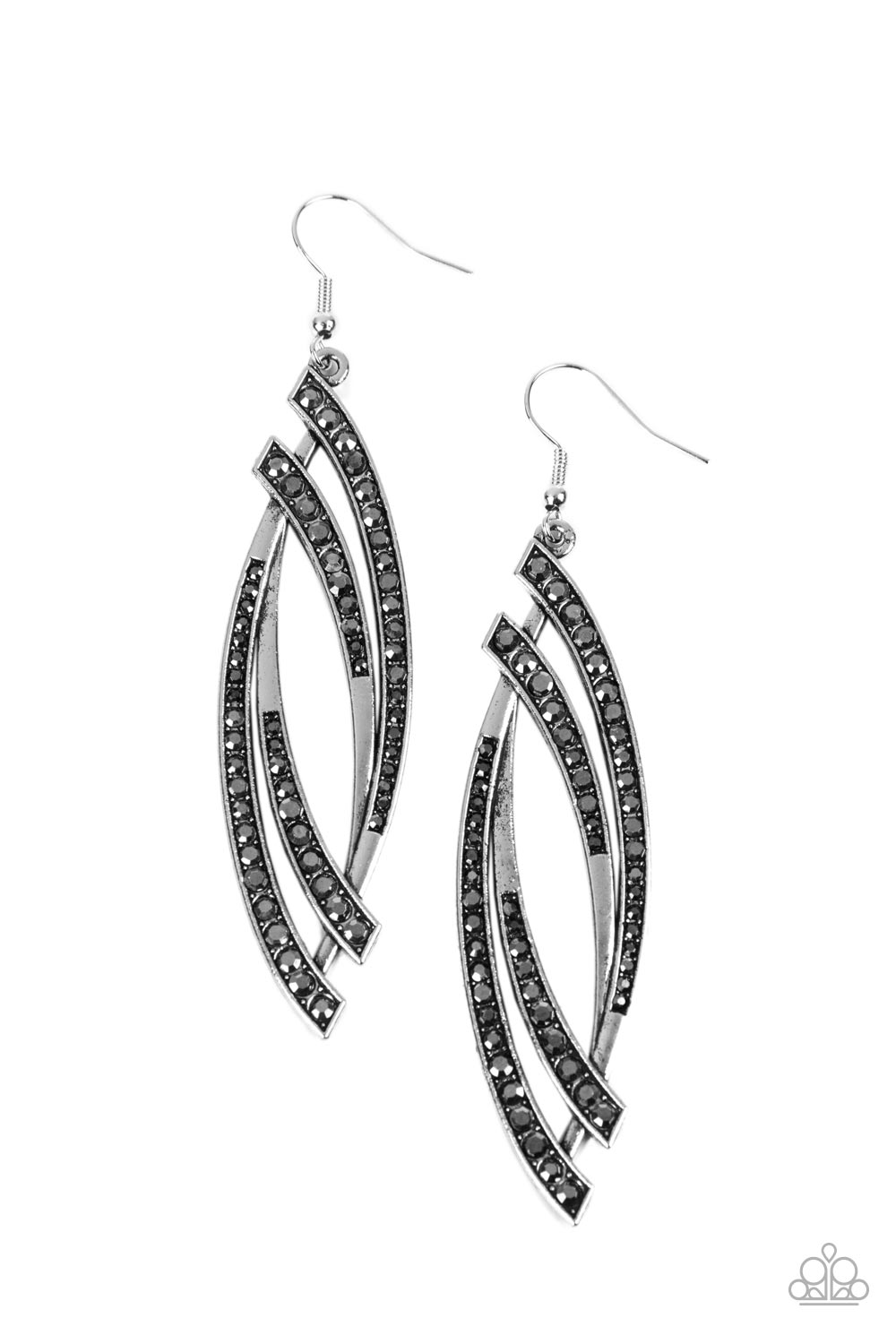 Twinkle for Two - Silver (Hematite Rhinestone) Earring