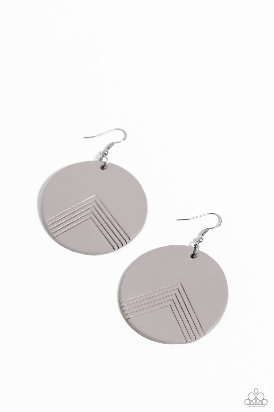 On the Edge of Edgy - Silver Leather Disc) Earrings