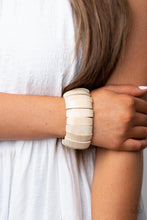 Load image into Gallery viewer, Boardwalk Bonanza - White (Natural-Colored Wood) Bracelet
