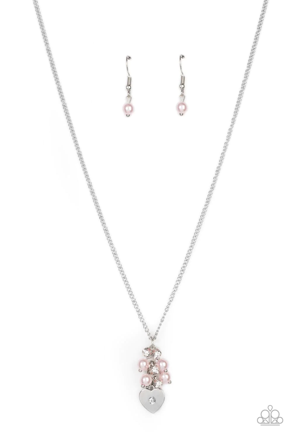 Pop It and LOCKET - Pink (Pearl/White Rhinestone) Necklace