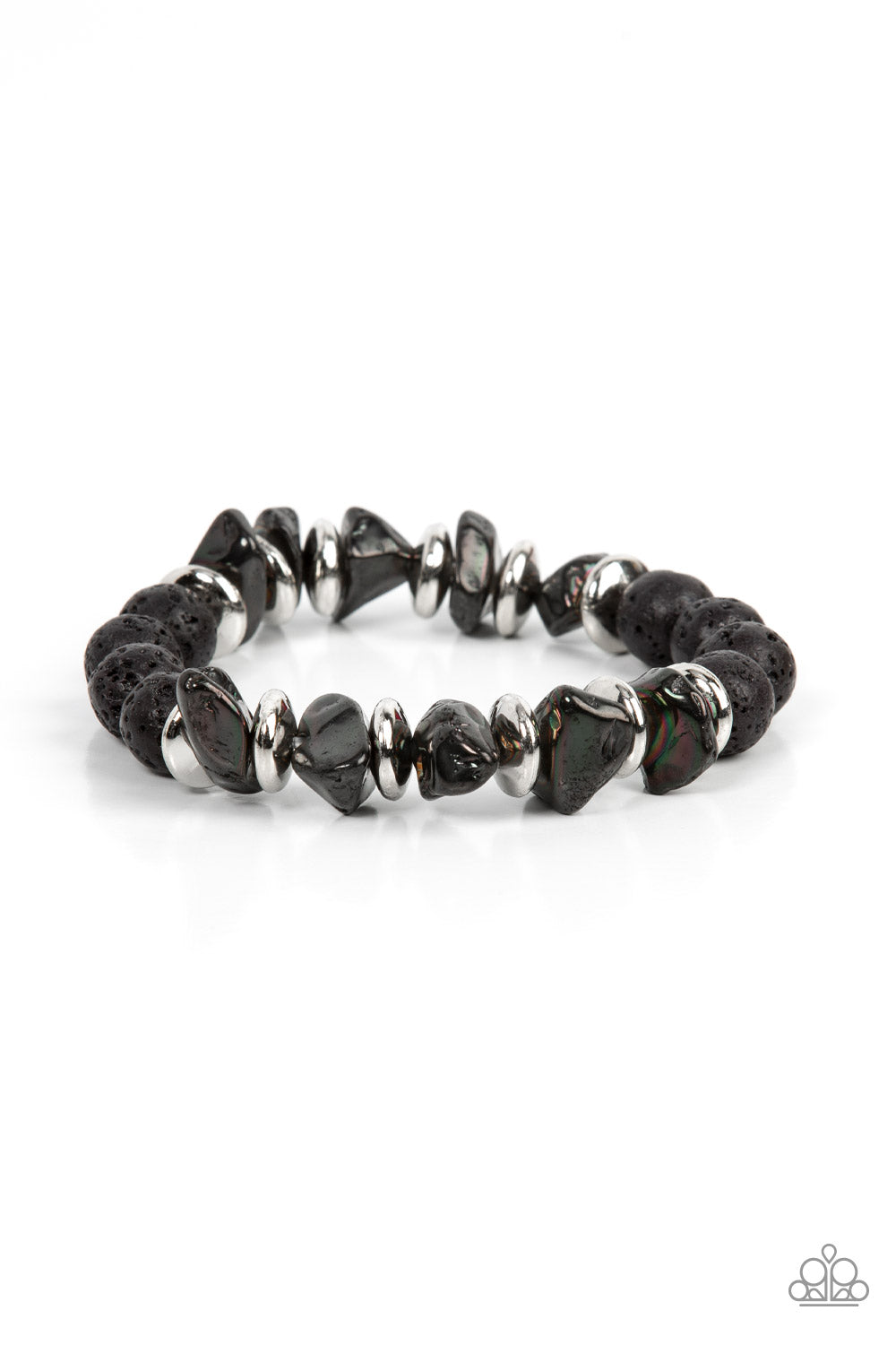Volcanic Vacay - Silver (Black Lava Rock Beads) Bracelet