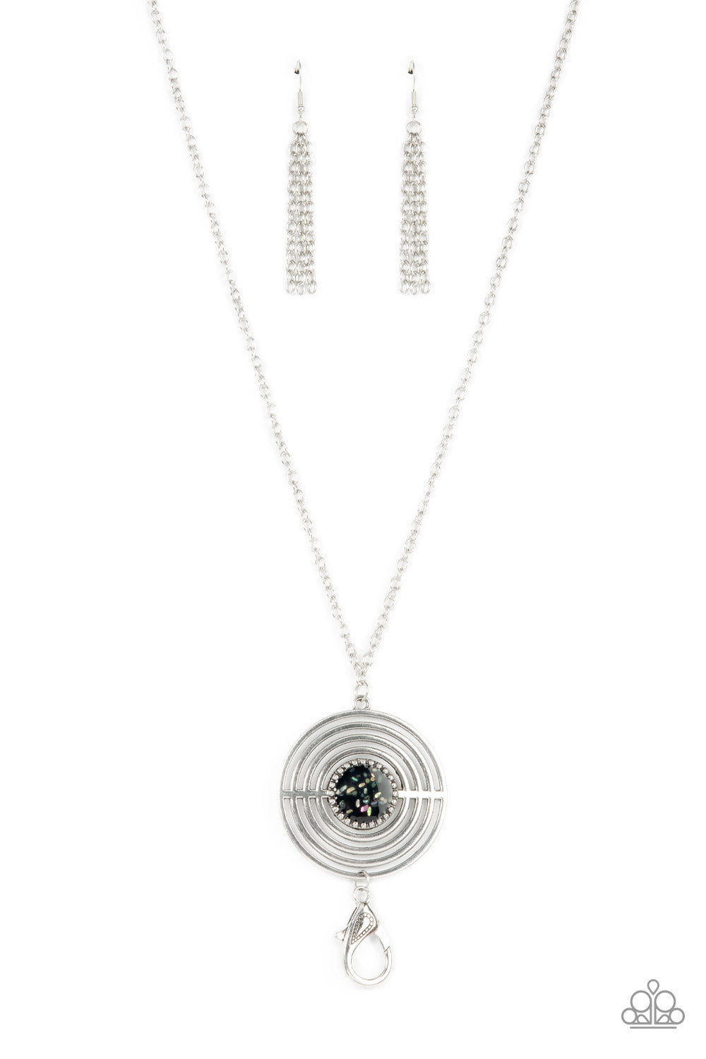 Targeted Tranquility - Black Lanyard Necklace