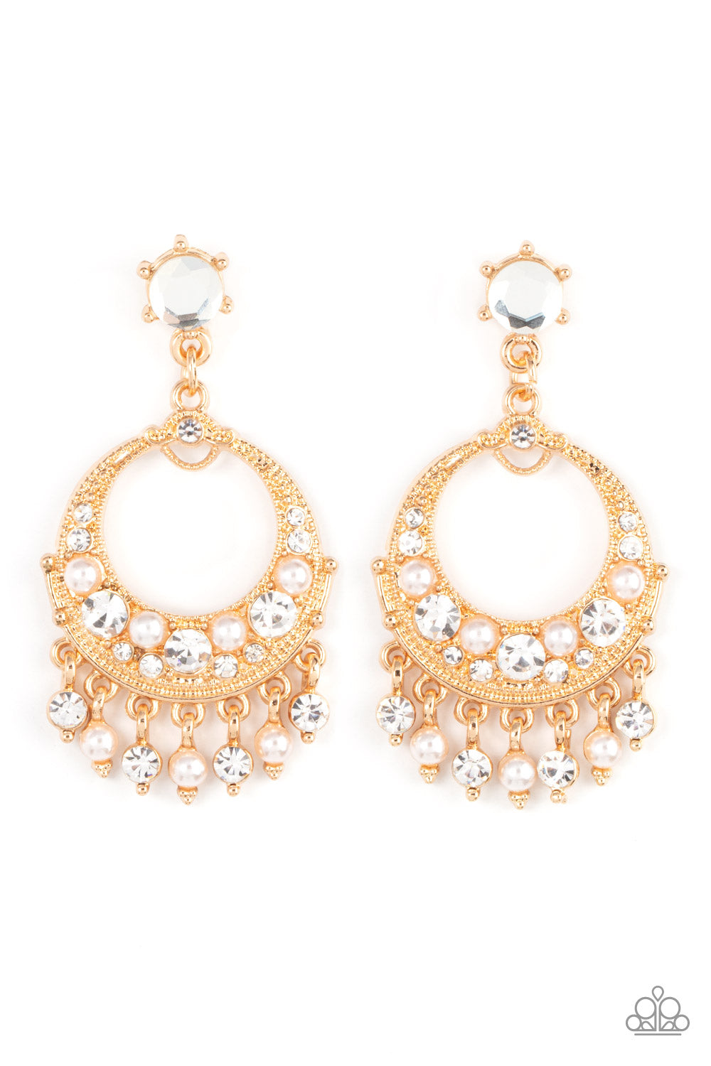 Marrakesh Request - Gold (White Rhinestone/Pearl) Earring