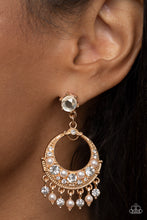 Load image into Gallery viewer, Marrakesh Request - Gold (White Rhinestone/Pearl) Earring
