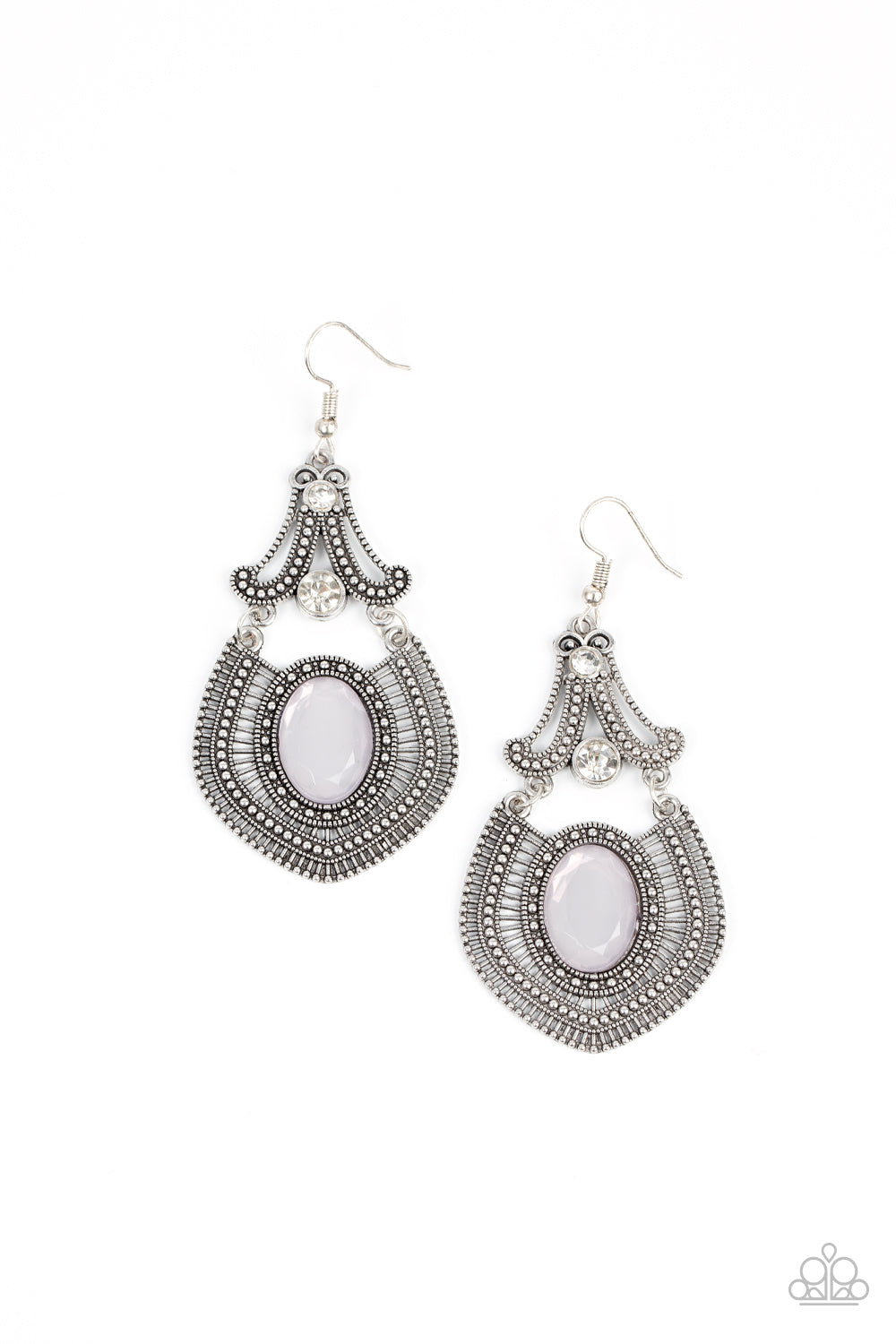 Panama Palace - Silver (Opal Grey Gem) Earring