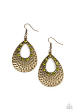 Load image into Gallery viewer, Terraform Twinkle - Green (Rhinestone) Brass Earring
