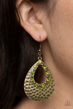 Load image into Gallery viewer, Terraform Twinkle - Green (Rhinestone) Brass Earring
