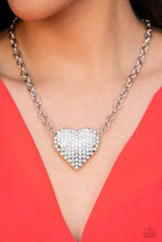 Load image into Gallery viewer, Heartbreakingly Blingy - White Rhinestone (Silver Heart) Necklace freeshipping - JewLz4u Gemstone Gallery
