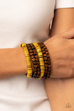 Load image into Gallery viewer, Fiji Fiesta - Yellow (Brown Wooden) Beads Bracelet
