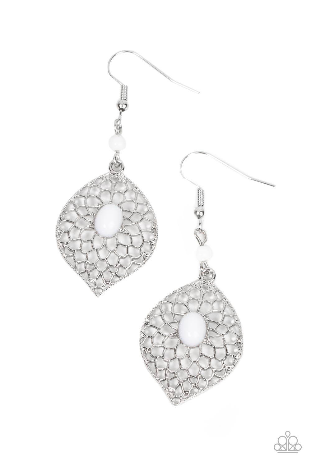 Perky Perennial - White Earrings