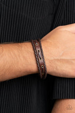 Load image into Gallery viewer, Road Cruise - Brass (Stud) Brown Leather Bracelet
