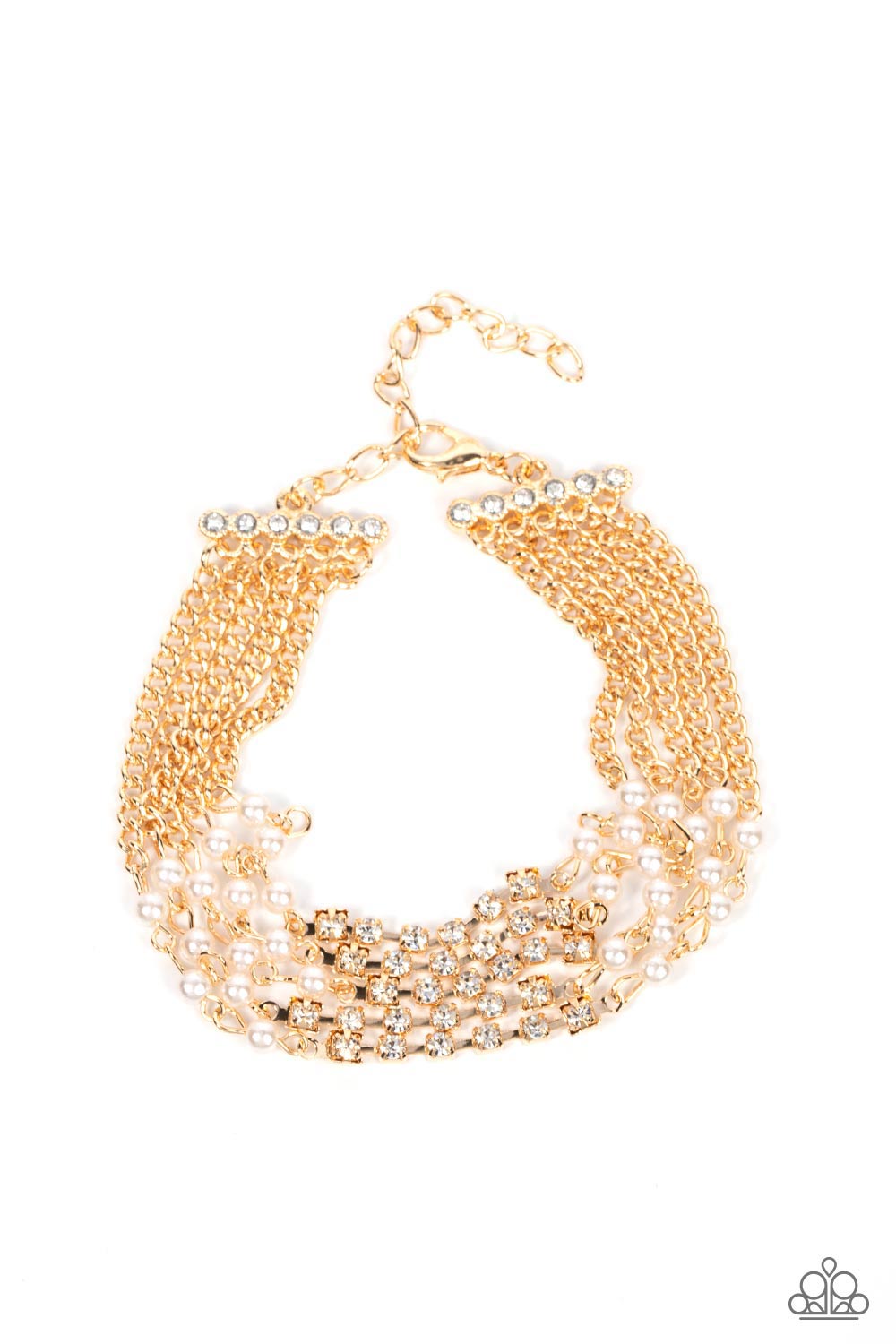 Experienced in Elegance - Gold (White Rhinestone) Bracelet